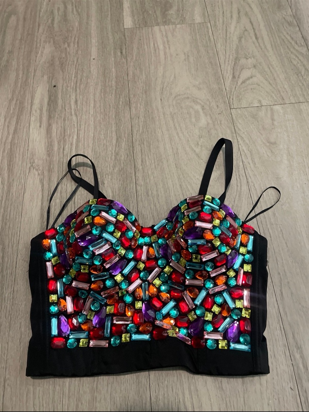 Embellished Multicolor Gem Bustier Top - Picture 1 of 2